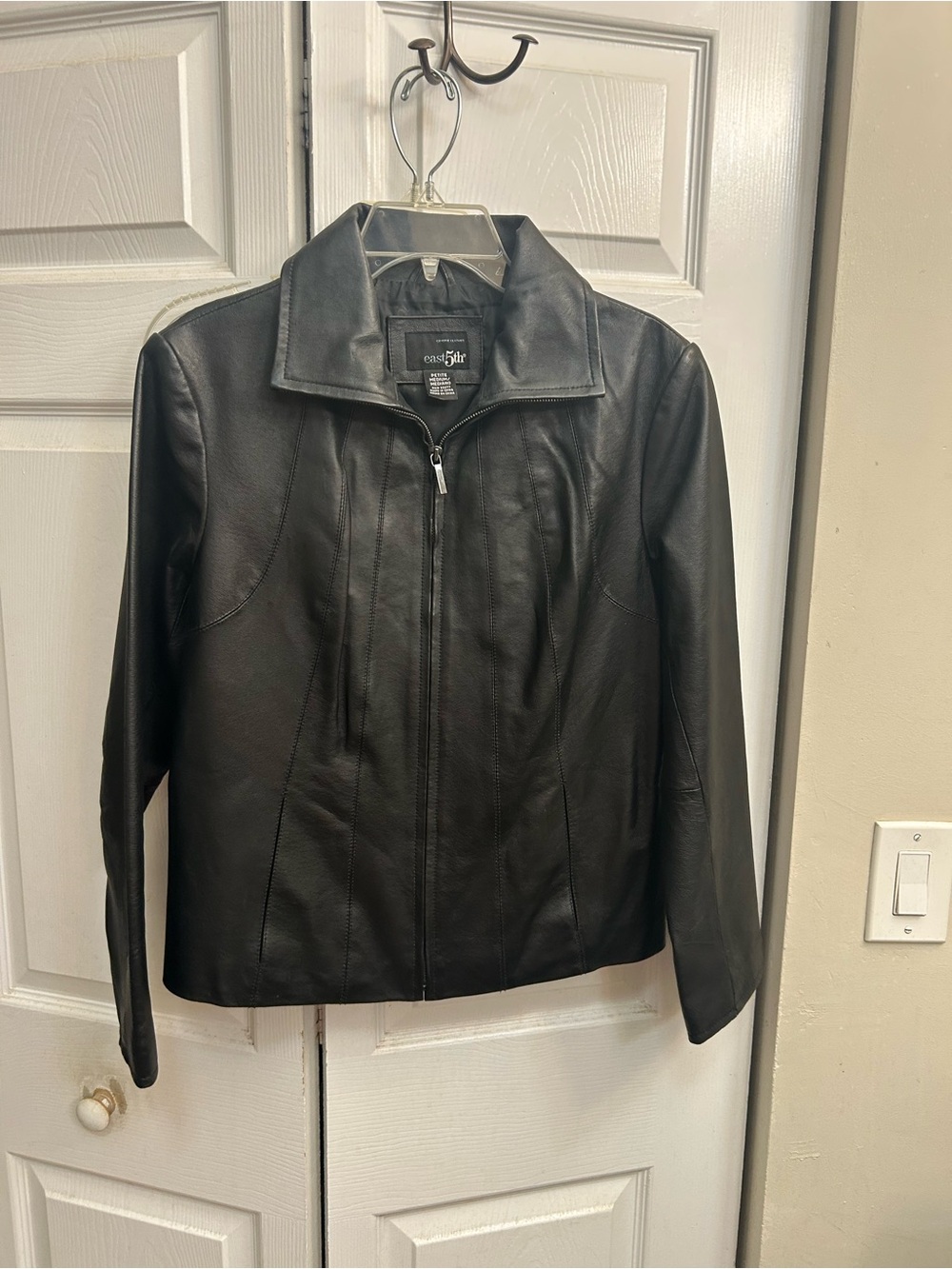 East 5th Black Leather Zip-Up Jacket